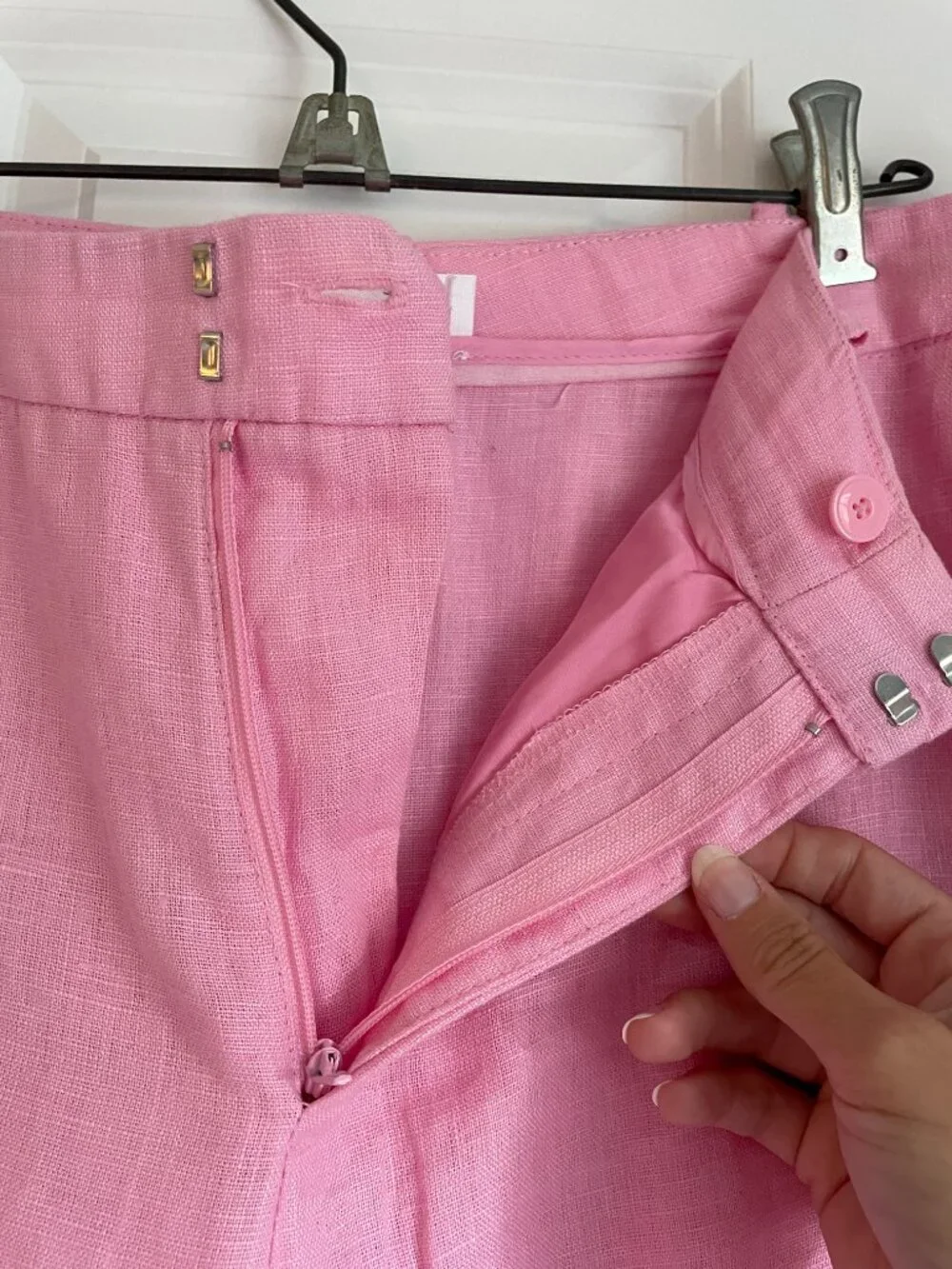 Mango Pink Linen Ankle Length Trouser — Size Large